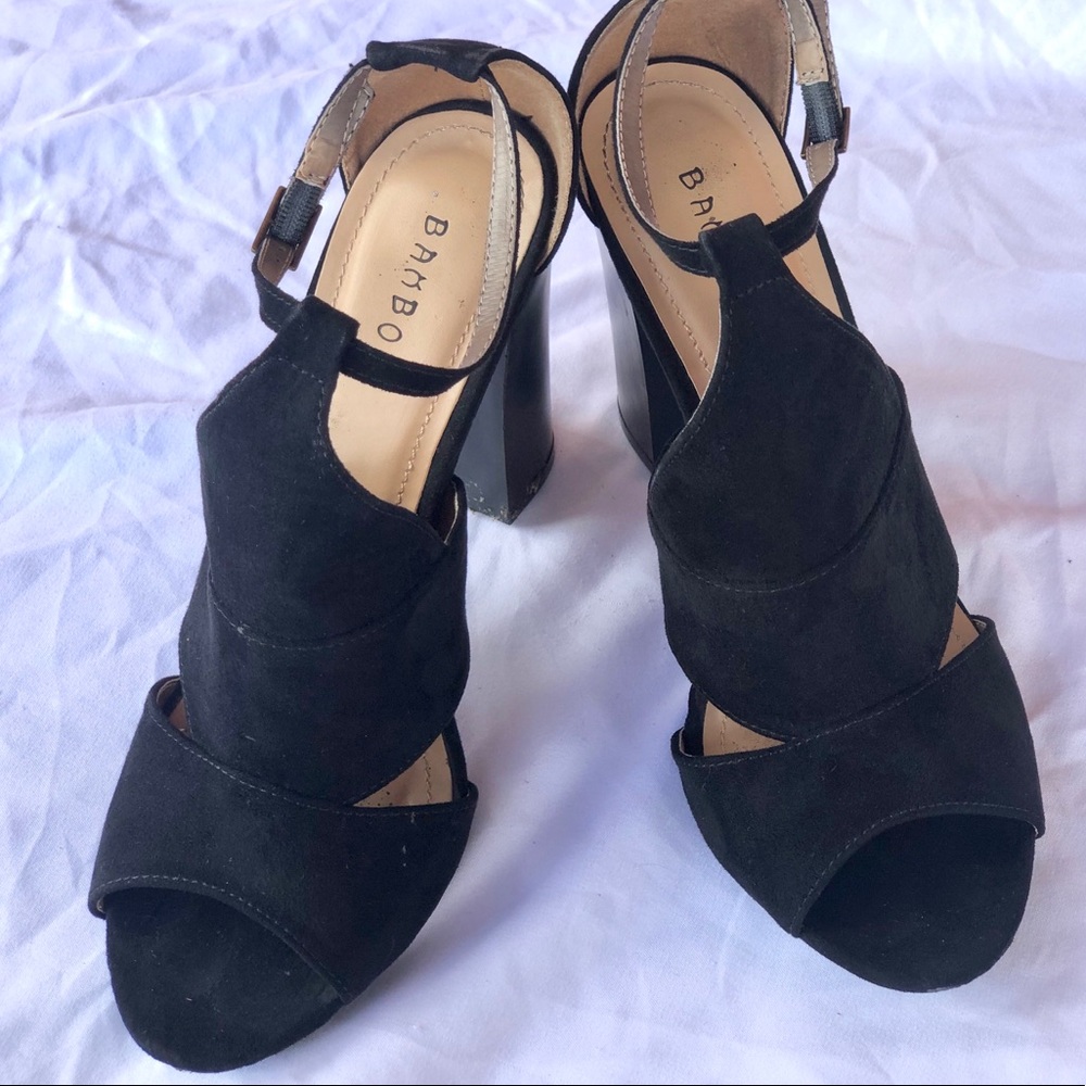 Black Suede Block Heels